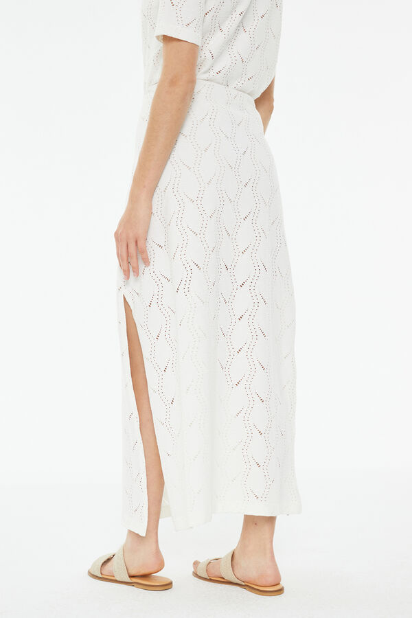 System Action Saia vazada com detalhe de abertura lateral bege