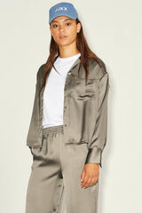 Jack & Jones Camisa acetinada de manga comprida cru