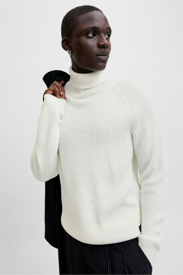Jack & Jones Jersey b&aacute;sico cuello vuelto blanco