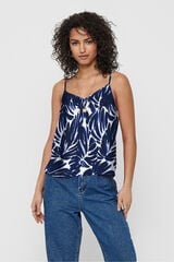 Only Top de tirantes cuello V azul