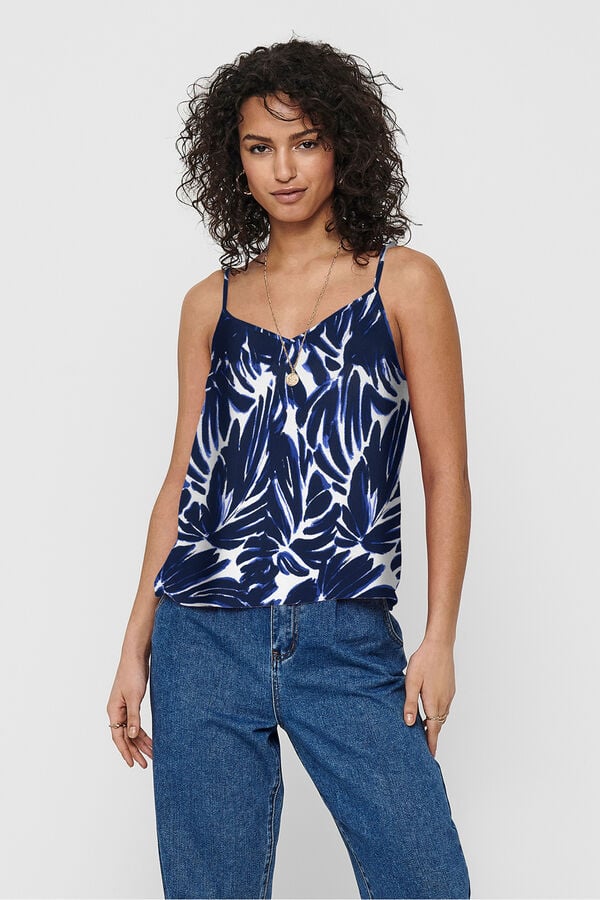 Only Top de tirantes cuello V azul