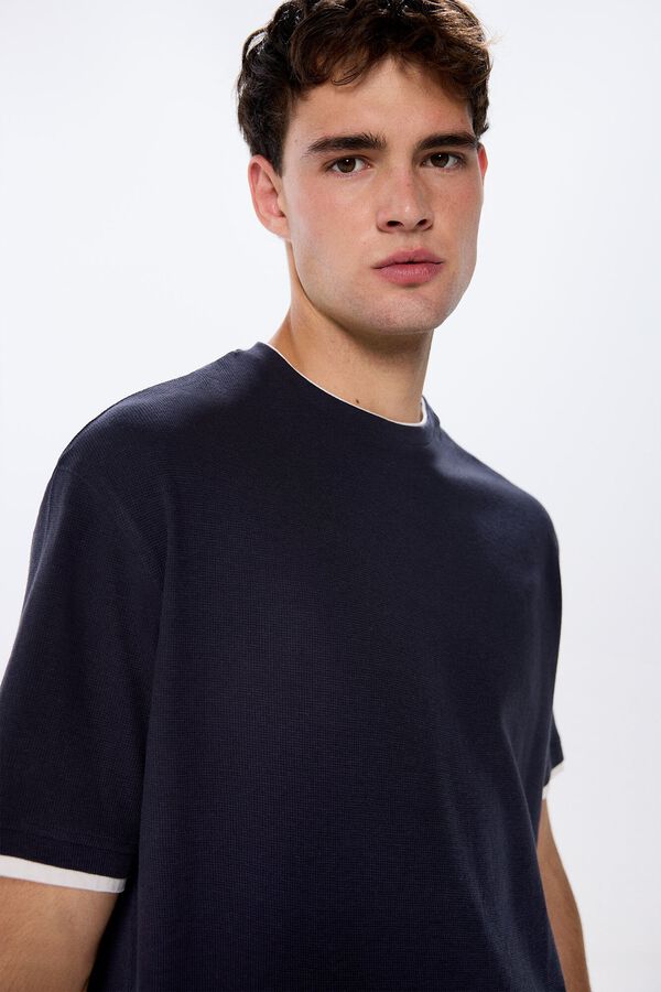 Springfield Camiseta cuello doble azul