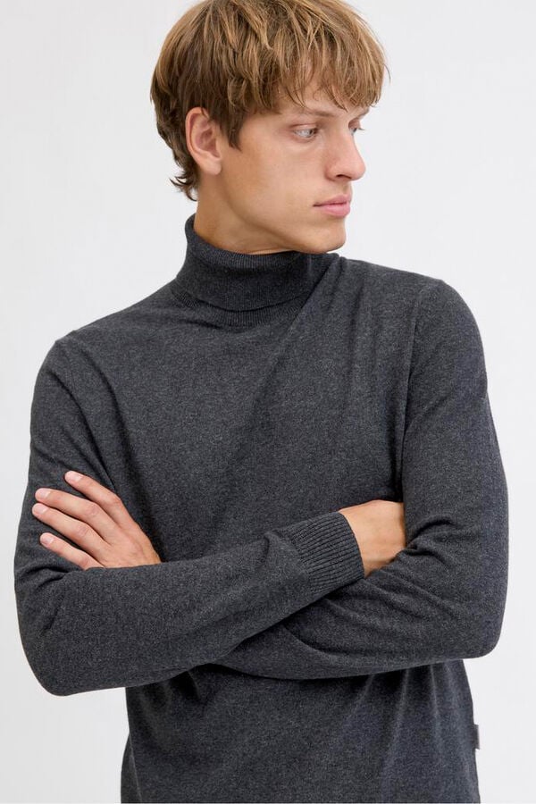 JJ REBEL Jersey de punto cuello vuelto gris