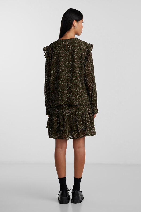 Pieces Blusa con volantes verde