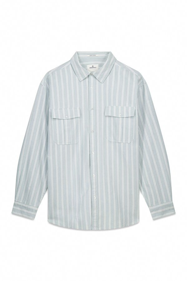 Springfield Camisa oxford rayas y bolsillos verde