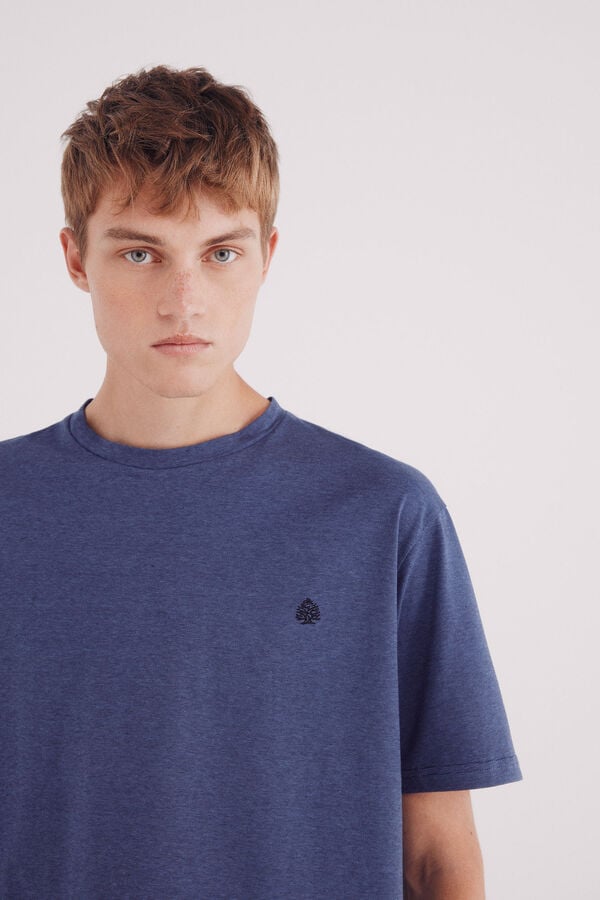 Springfield Camiseta micro listrada tecida azul