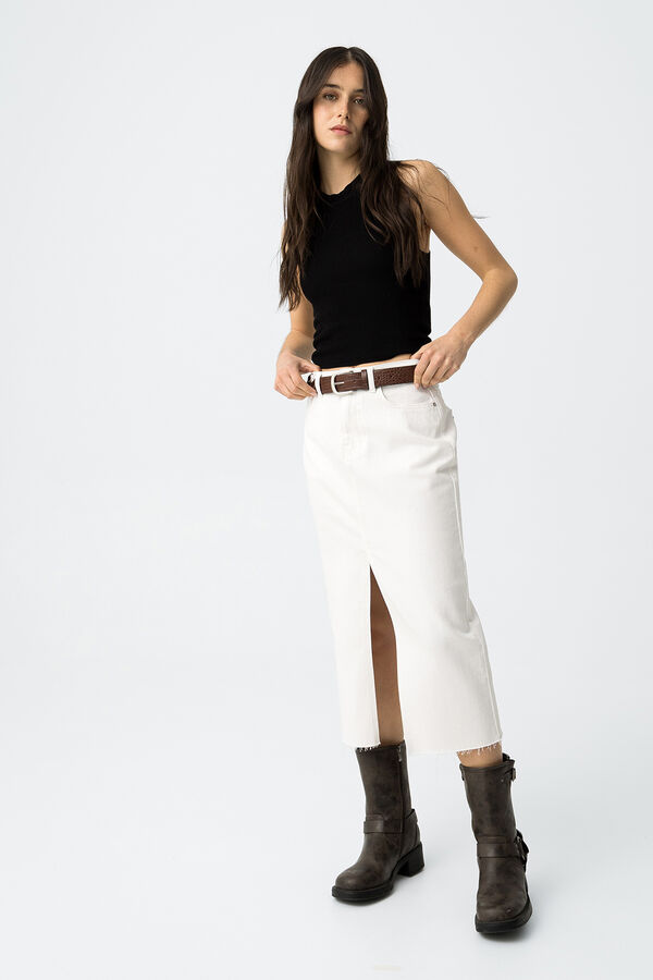 Tiffosi Falda Midi con Abertura Delantera blanco