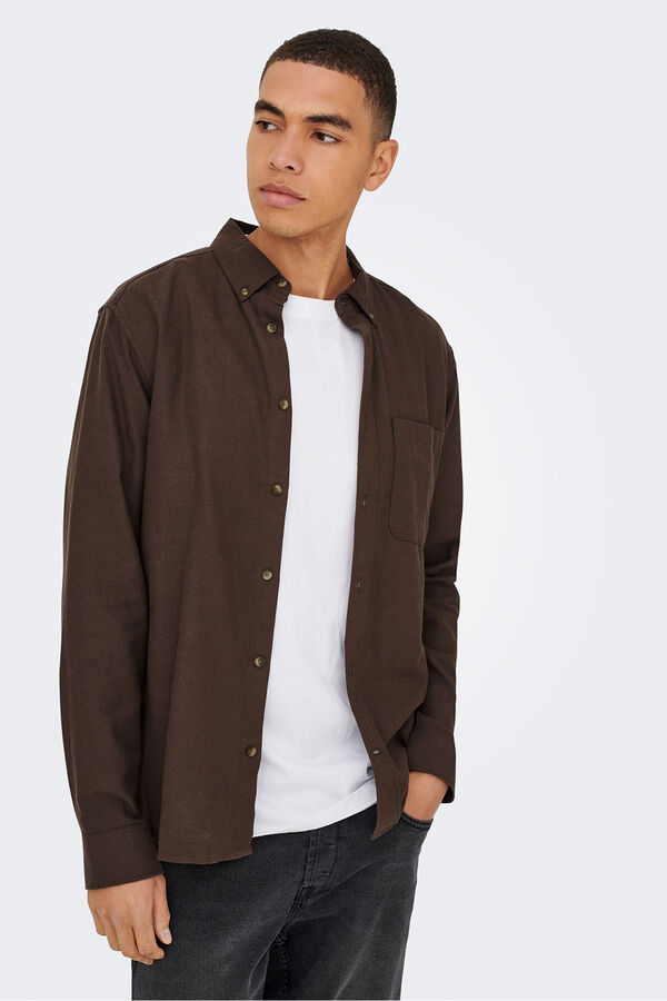 Only & Sons Camisa de manga comprida castanho