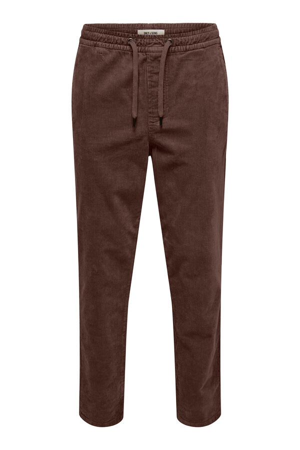 Only & Sons Cal&ccedil;a compridas de veludo cotel&ecirc; castanho