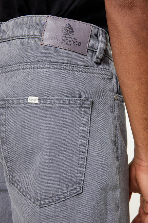 Springfield Bermudas jeans cinzentas regular lavagem média cinza