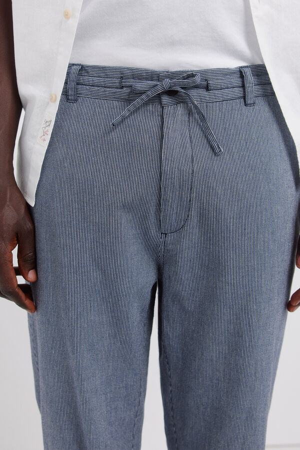 Springfield Chino lino rayas straight fit azul