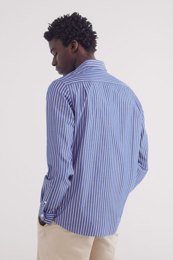 Springfield Camisa social popelina em riscas azul