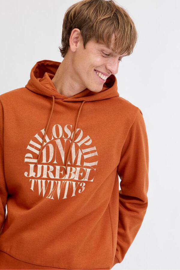 JJ REBEL Sudadera con capucha y estampado frontal naranja