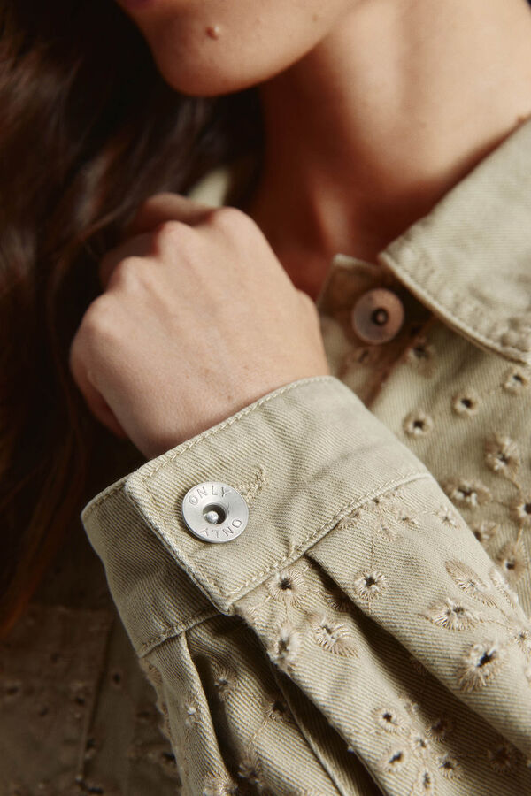 Only Jaqueta jeans curta com detalhes recortados cinzento