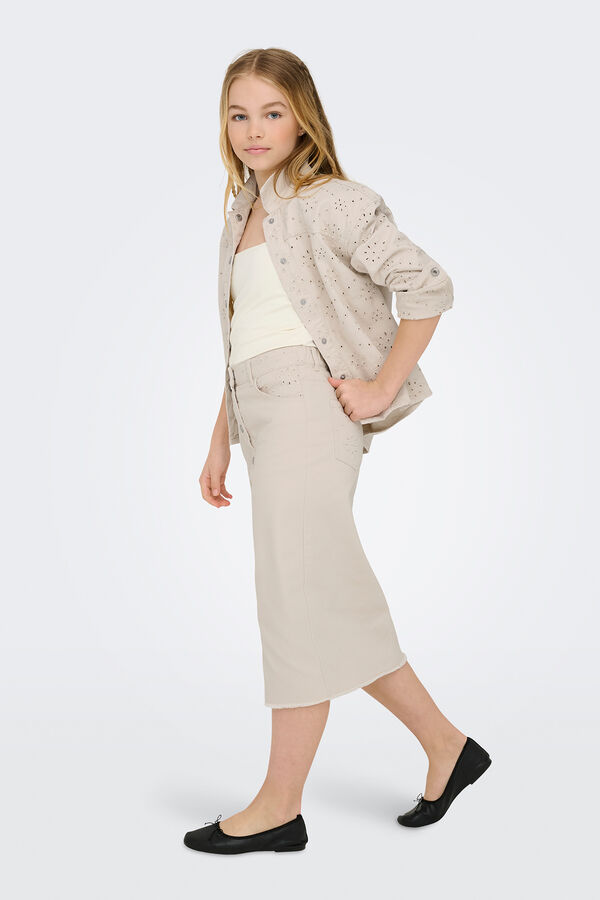 Only Girls Saia jeans de crochet para meninas cinzento