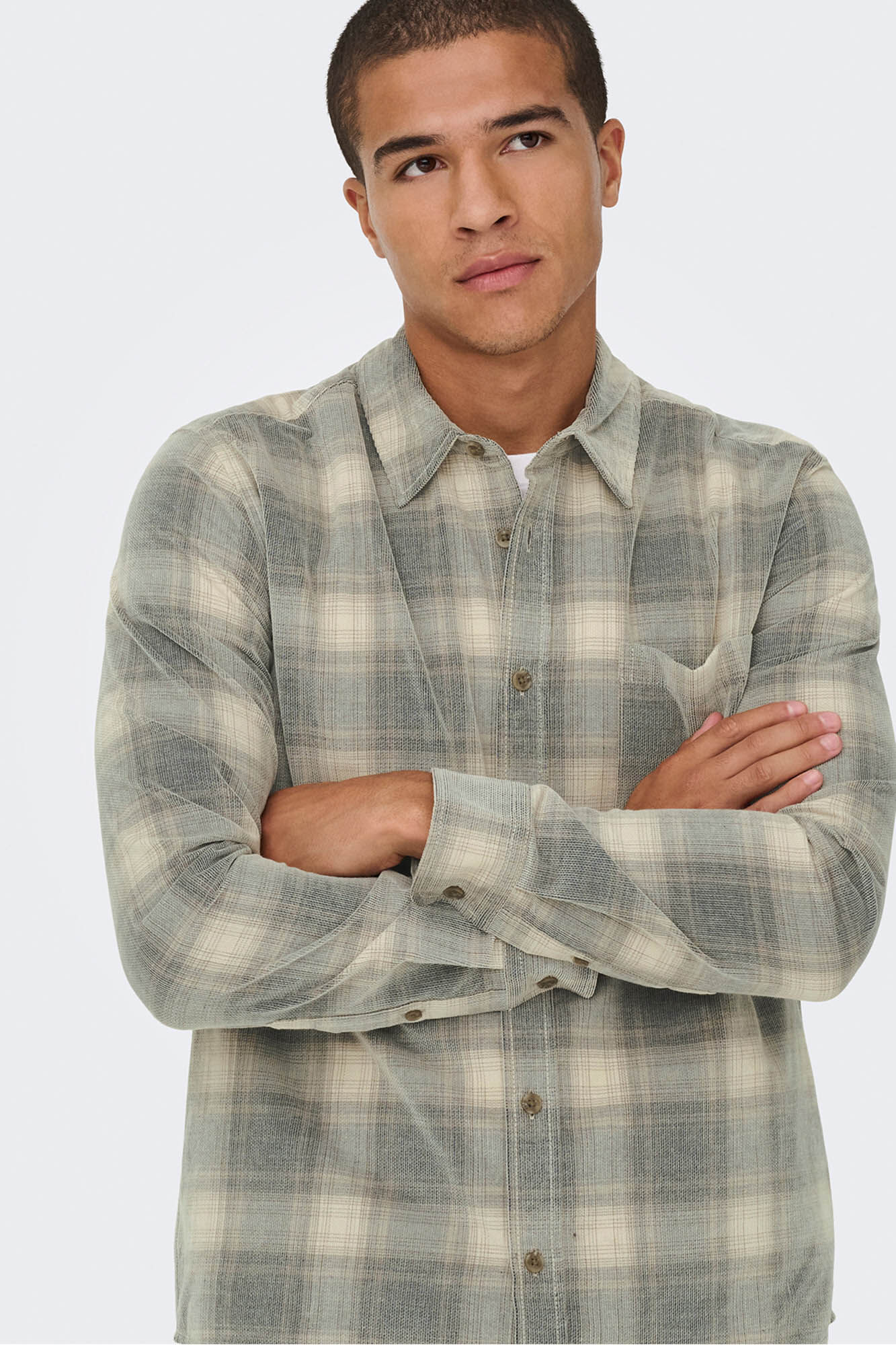 Only & Sons Camisa manga larga pana