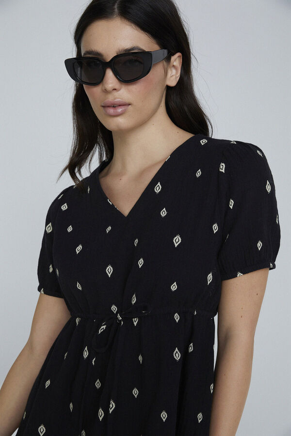 Only Vestido curto de decote em bico preto