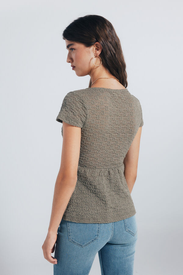 Springfield Top texturizado liso bege