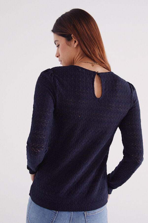 Springfield Camiseta estructura crochet azul