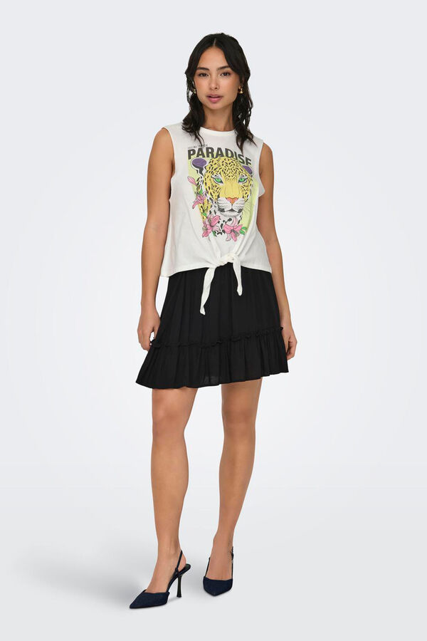 Only Camiseta sin mangas nudo blanco