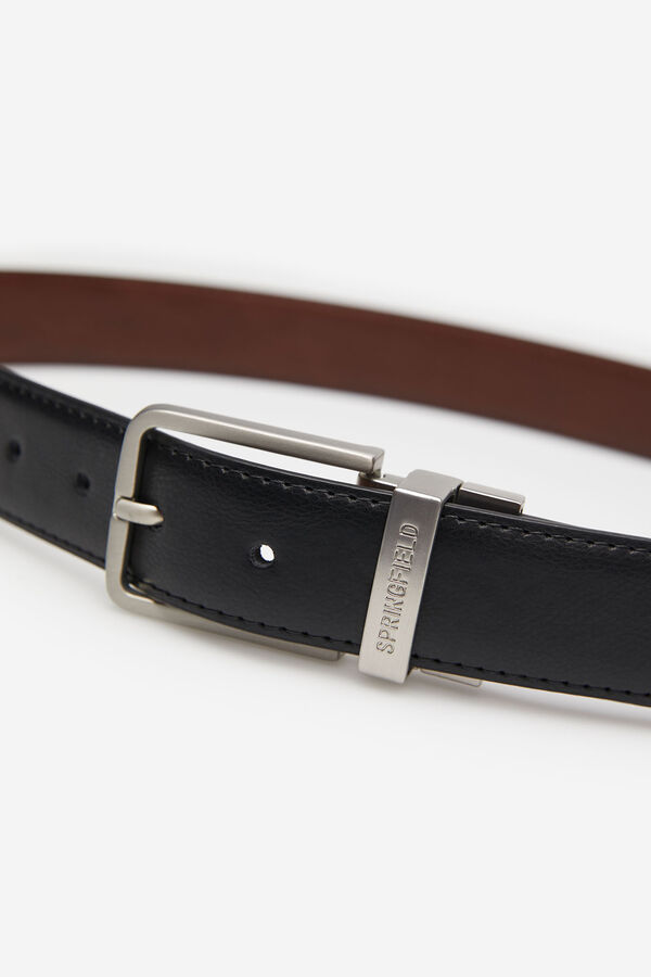 Springfield REVERSIBLE ESSENTIAL FAUX LEATHER BELT marrón oscuro