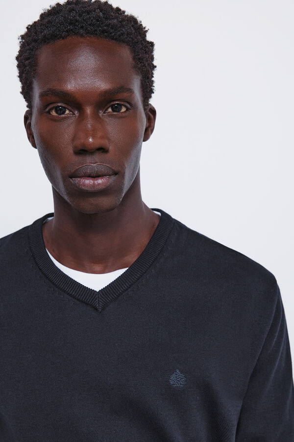 Springfield Camisola b&aacute;sico com gola em V azul
