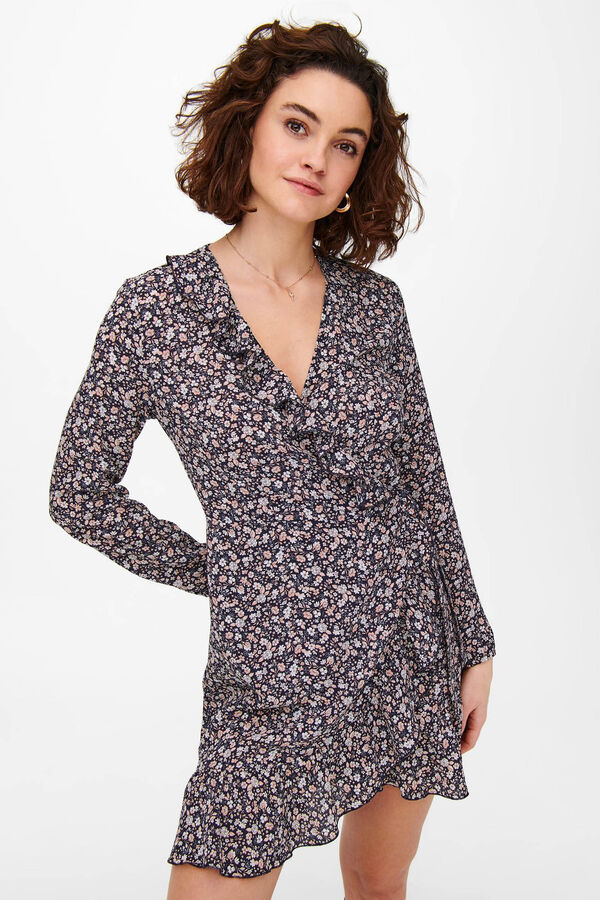 Only Vestido curto cruzado rosa