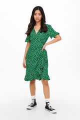 Only Vestido curto cruzado verde