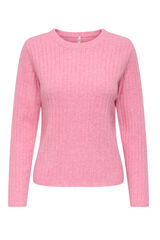 Only Jersey acanalado cuello redondo rosa