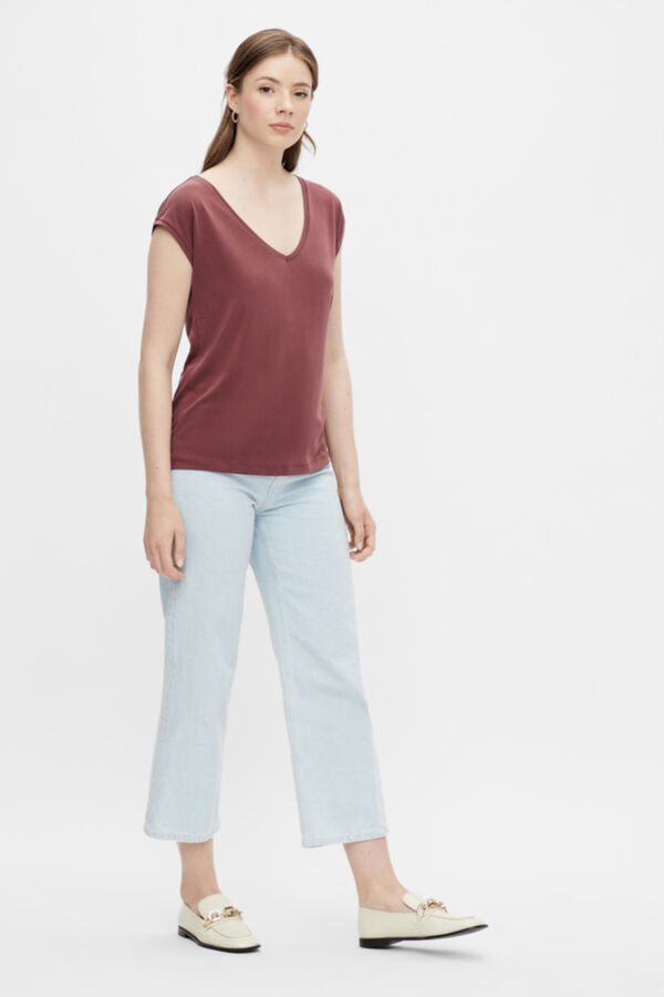 Pieces Camisola tencel básica vermelho