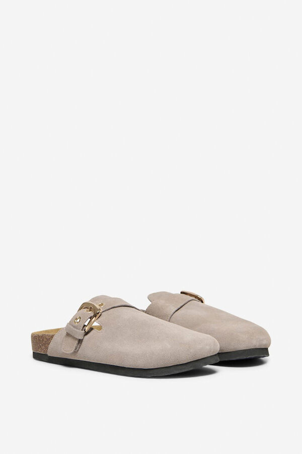 Only Zueco de piel beige