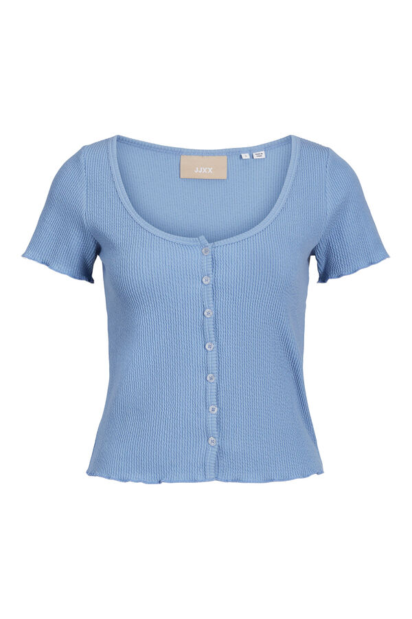 Jack & Jones Top rib con botones azul