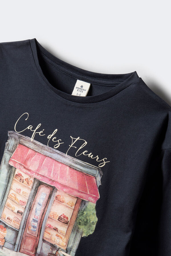 Springfield Kids Camiseta feminina Caf&eacute; Paris azul