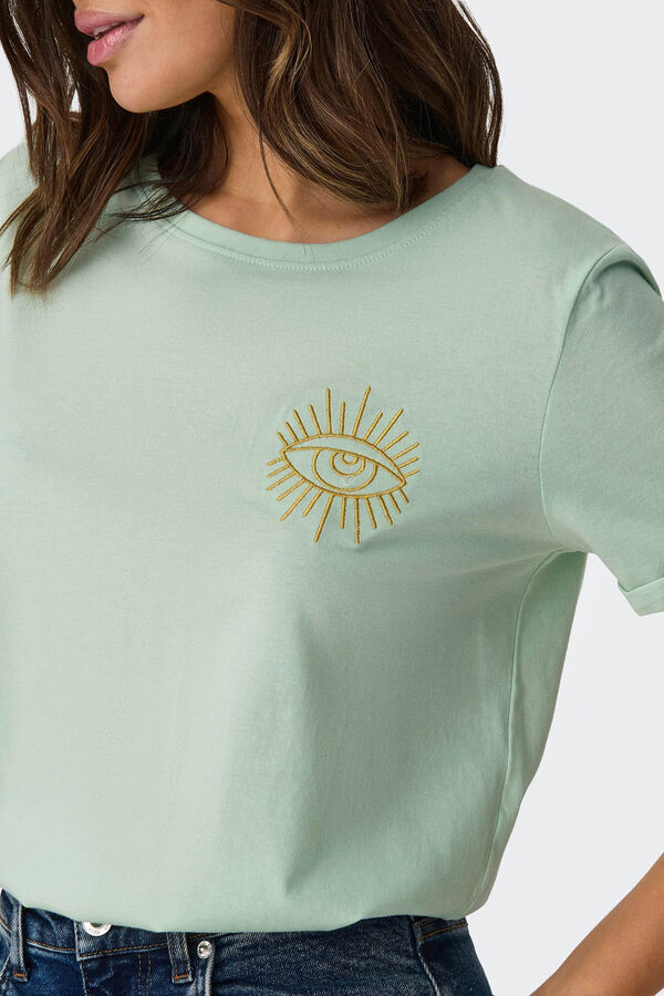 Only Camiseta con bordado verde