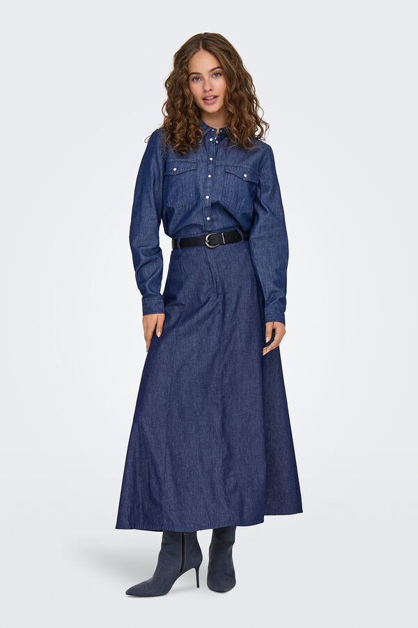 JDY Camisa vaquera de manga larga azul