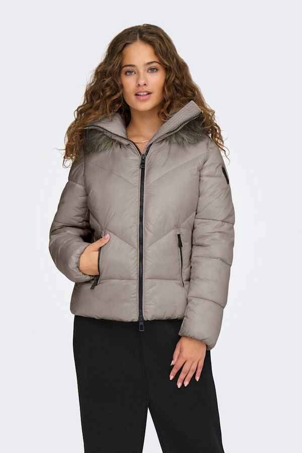 Only Chaqueta acolchada con capucha gris