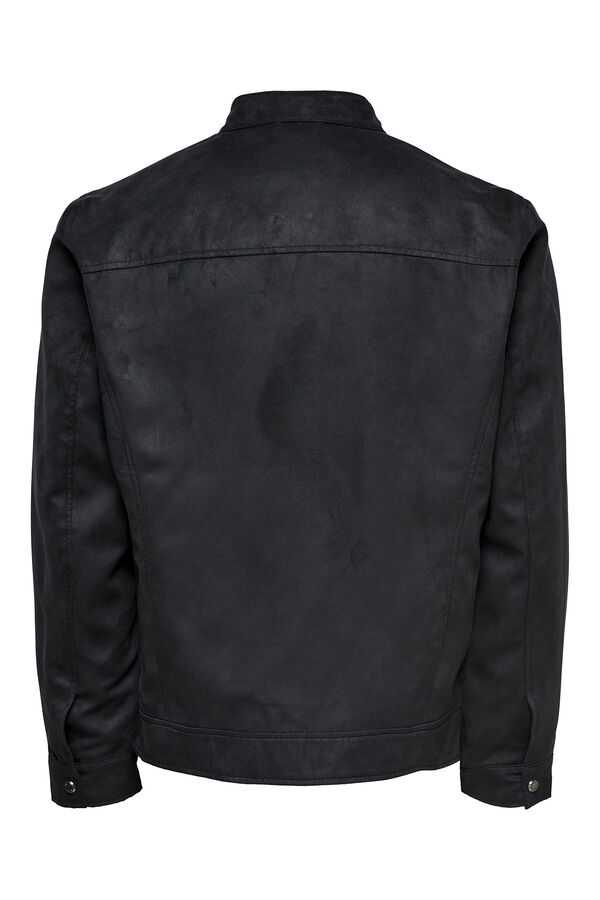 Only & Sons Casaco biker efeito camur&ccedil;a preto