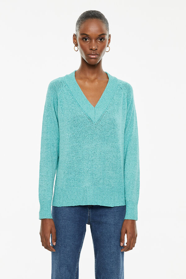 System Action Jersey de escote pico azul