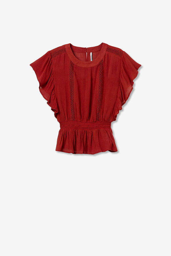 Tiffosi Blusa com folhos vermelho