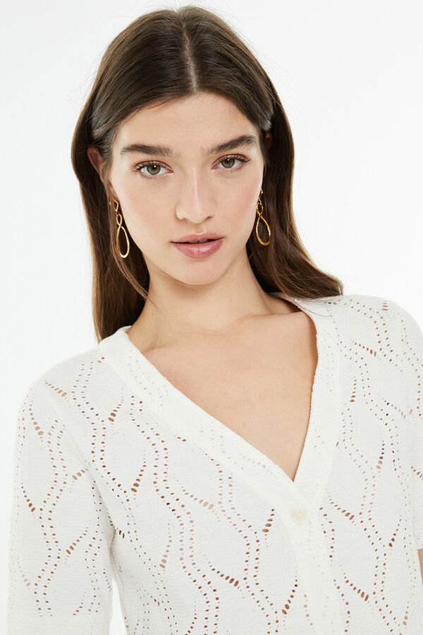 System Action Camiseta calada de manga corta marfil