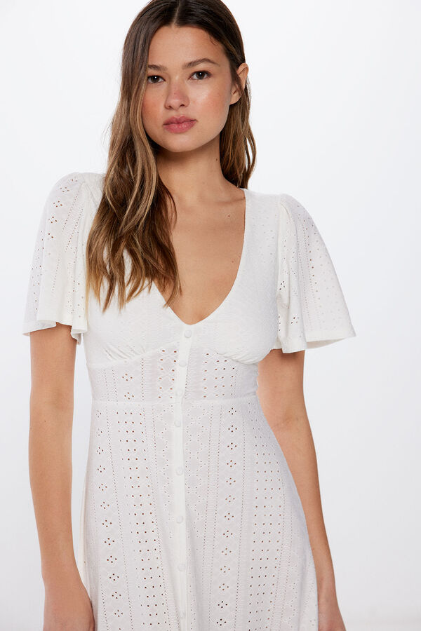 Springfield Vestido Midi Manga Capa castanho