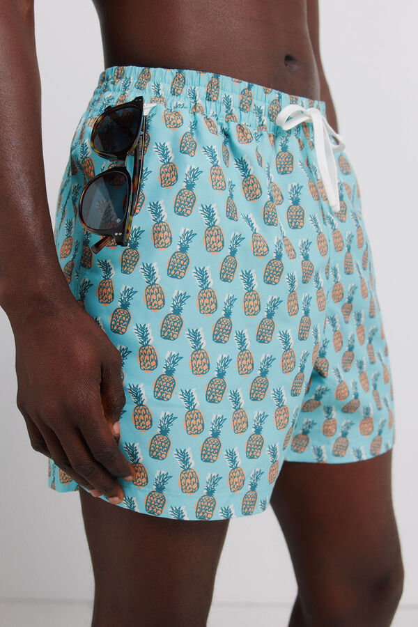 Springfield Ba&ntilde;ador estampado pi&ntilde;as azul