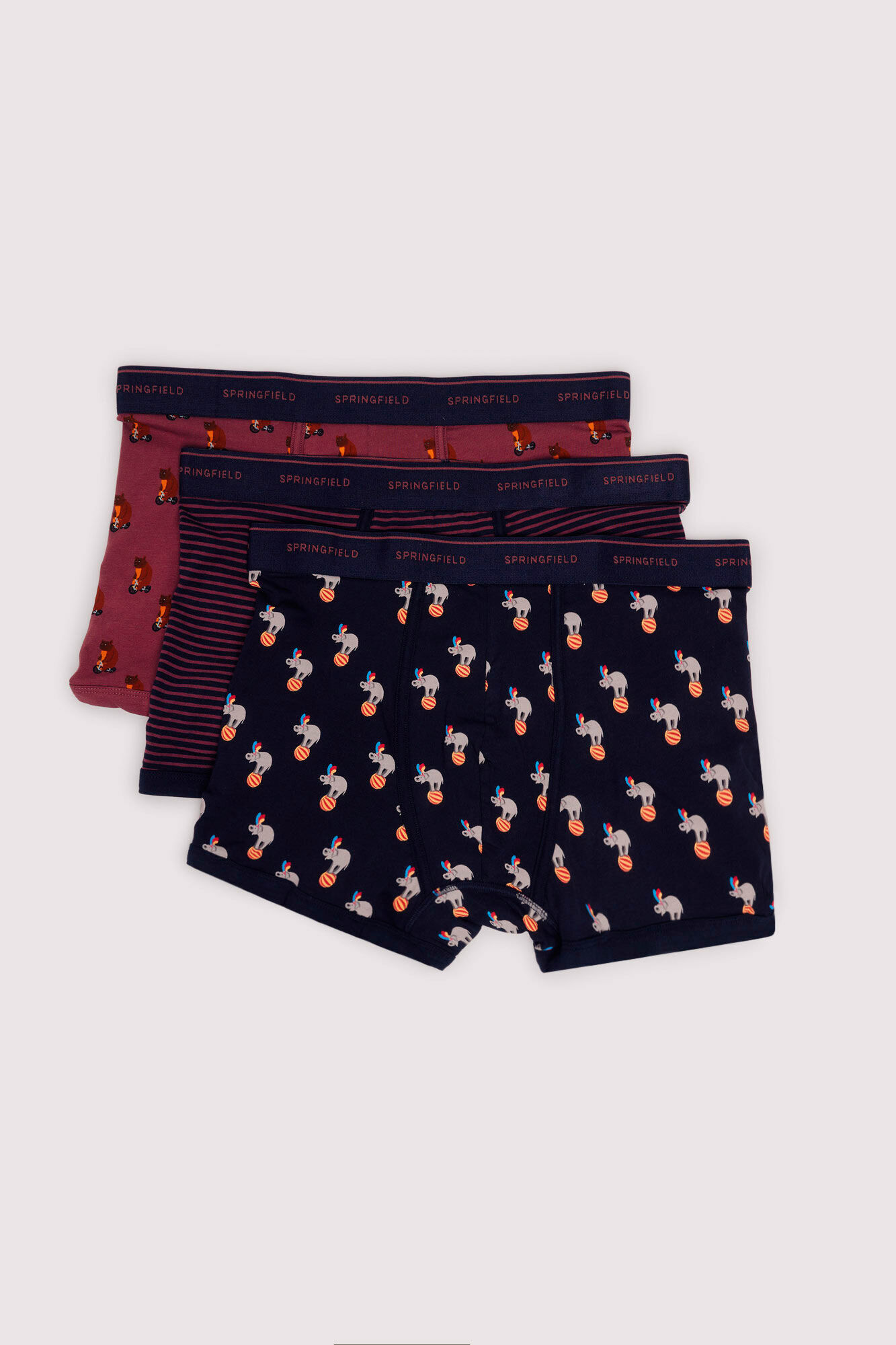 Springfield Pack 3 boxers animales y rayas