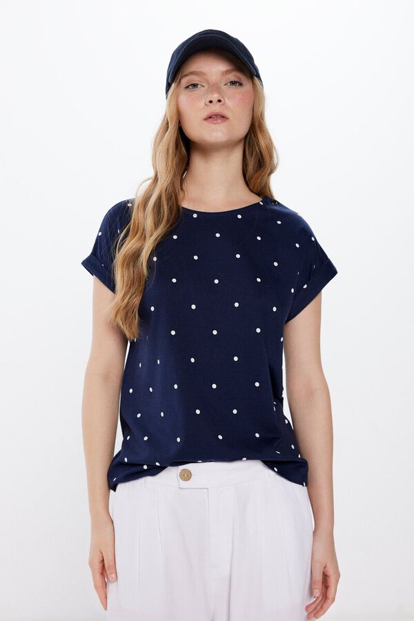 Springfield Camiseta Estampada Botones Hombro azul