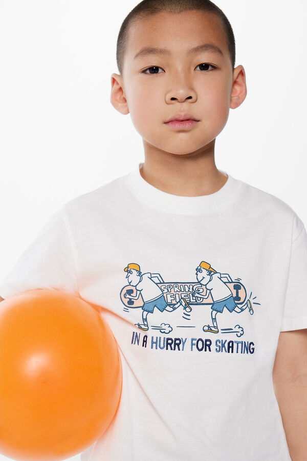 Springfield Kids T-shirt print skater menino bege