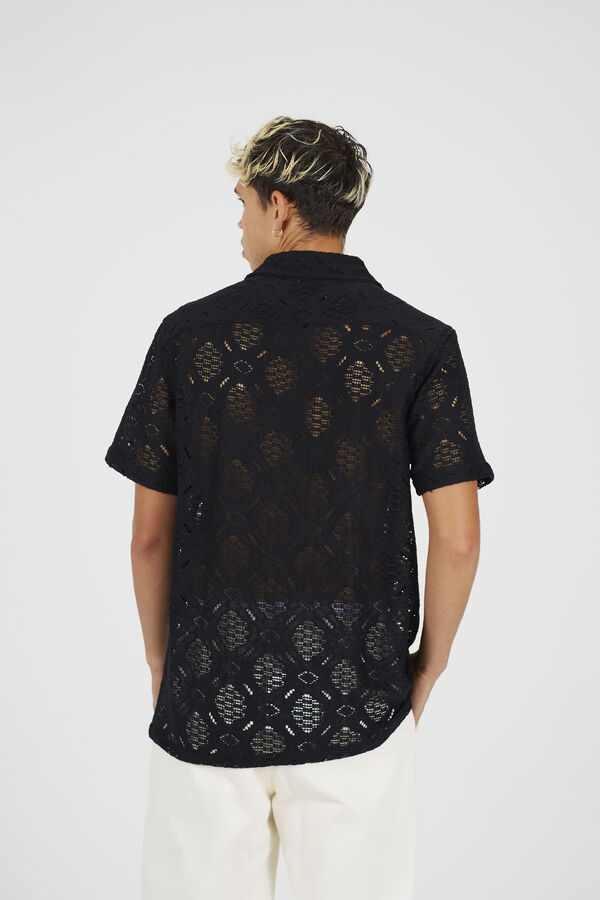 Brave Soul Camisa de renda com manga curta preto