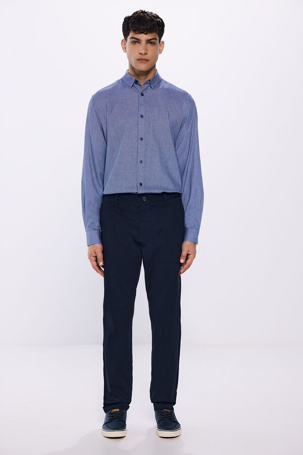 Springfield Camisa social bicolor azul