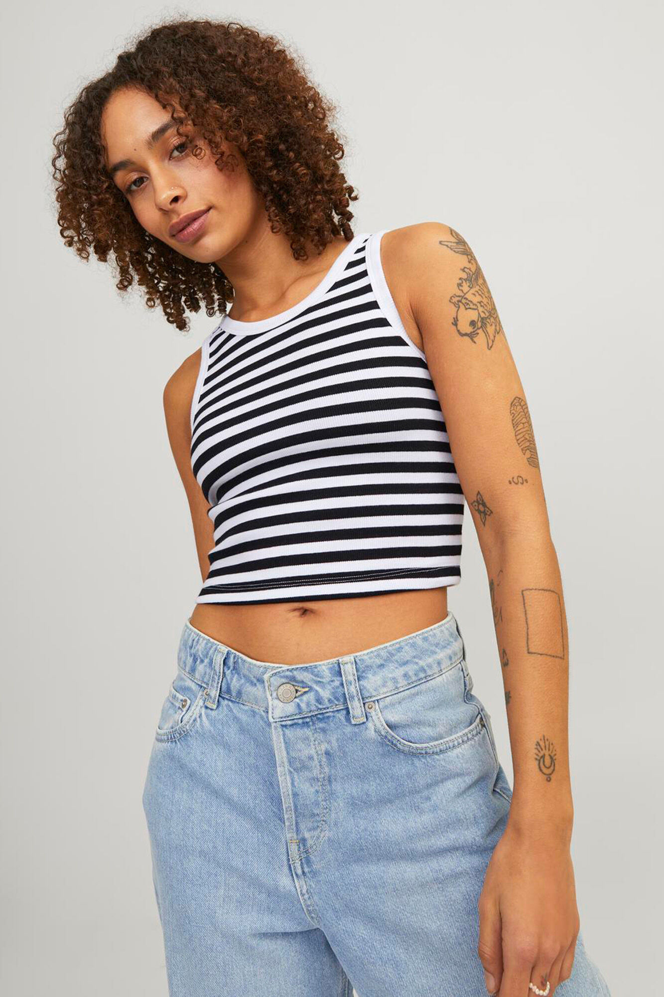 Jack & Jones Top riscas com al&ccedil;as caneladas