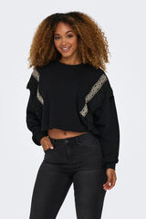 Only Sudadera con flecos negro