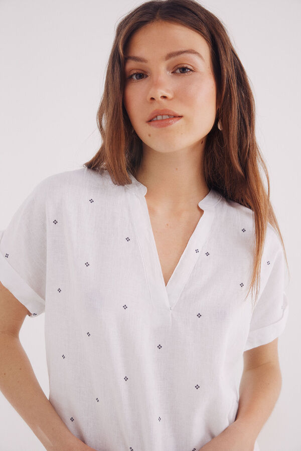 Springfield Blusa polo de algod&atilde;o estampada cru